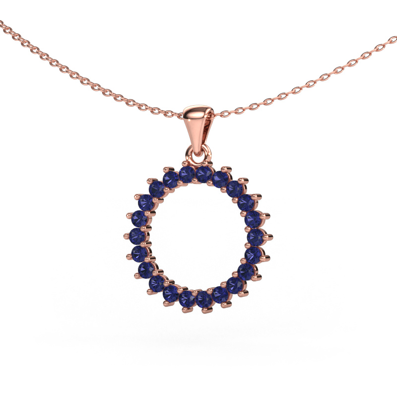 Image of Pendant Round 3 585 rose gold Sapphire 2 mm