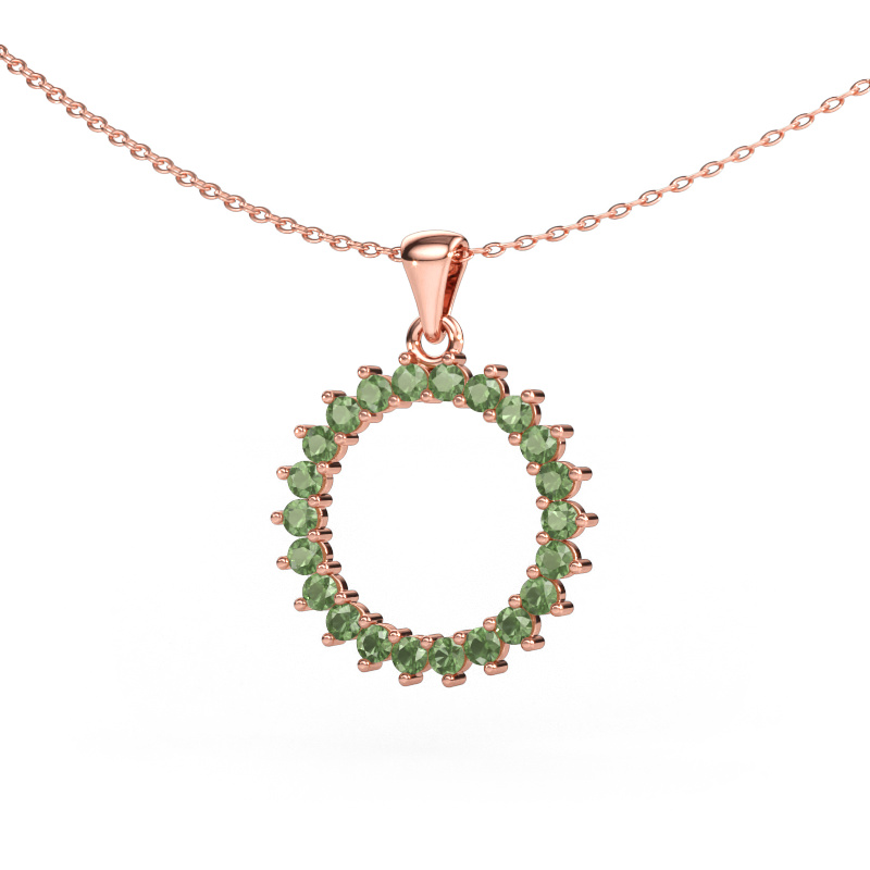 Immagine di Ciondolo Round 3 585 oro rosa Tormalina verde 2 mm