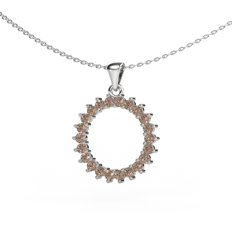 Image of Pendant Round 3 585 white gold Brown diamond 0.660 crt