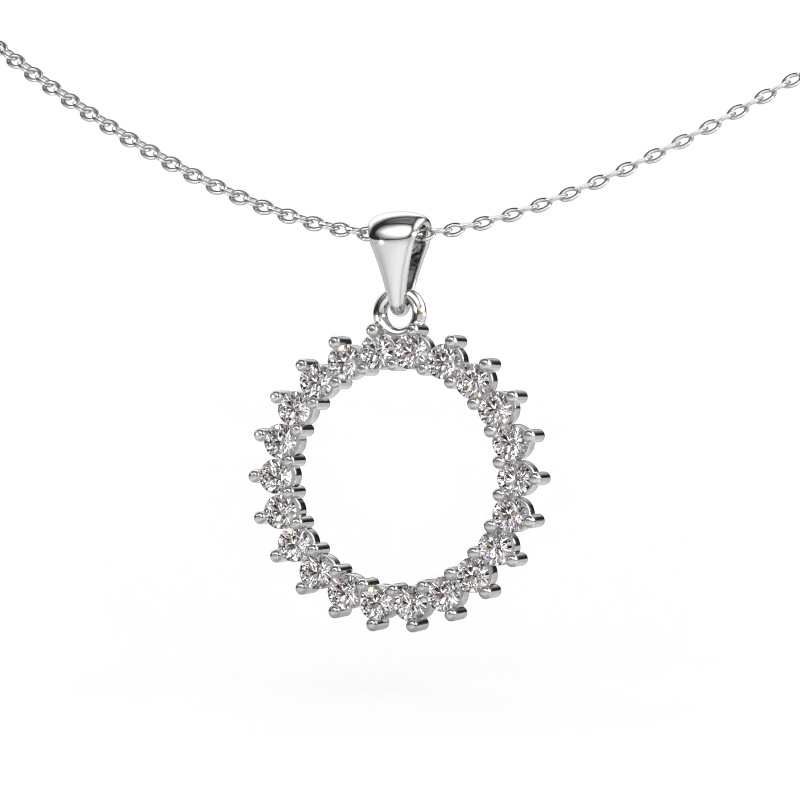 Image of Pendant Round 3 585 white gold Zirconia 2 mm