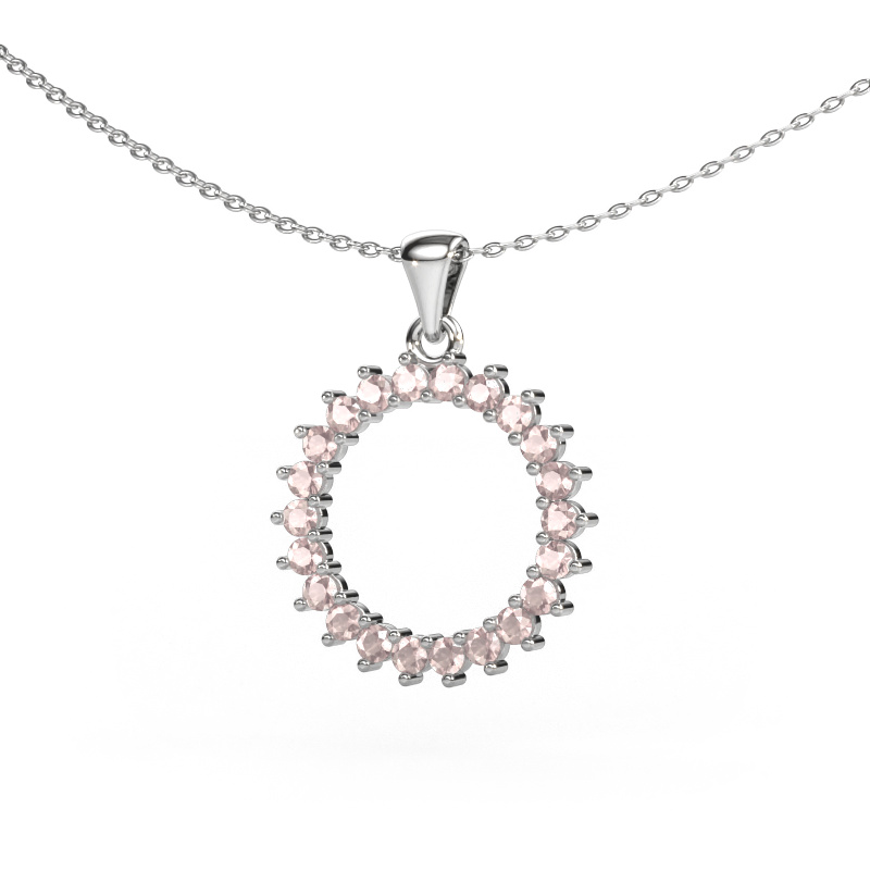 Image of Pendant Round 3 585 white gold Morganite champagne 2 mm