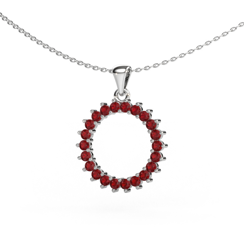 Image of Pendant Round 3 585 white gold Ruby 2 mm