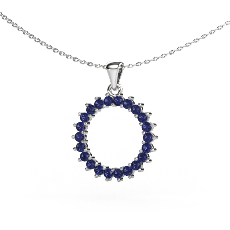 Image of Pendant Round 3 585 white gold Sapphire 2 mm