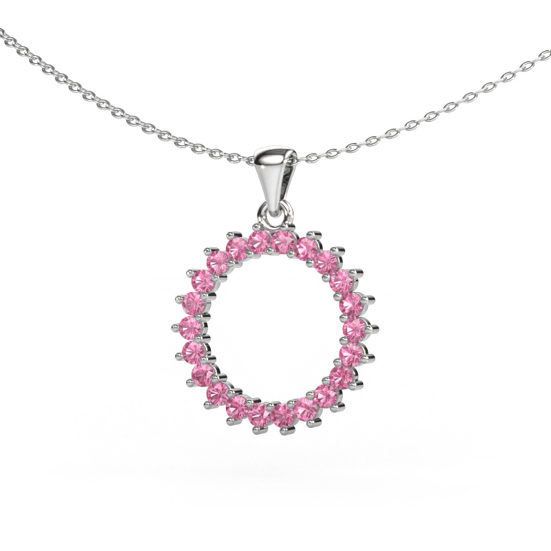 Image of Pendant Round 3 585 white gold Pink sapphire 2 mm
