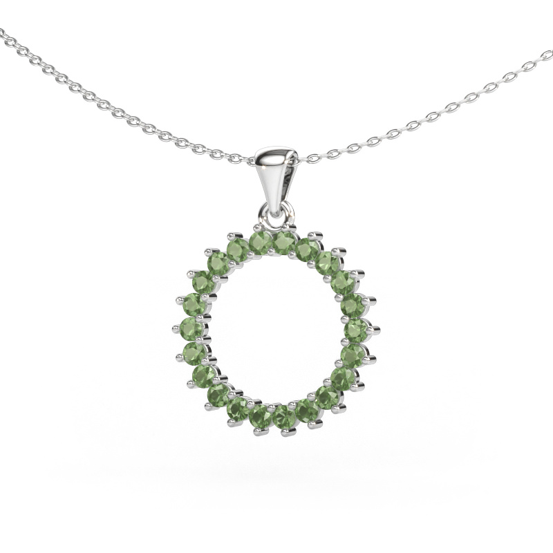 Immagine di Ciondolo Round 3 585 oro bianco Tormalina verde 2 mm