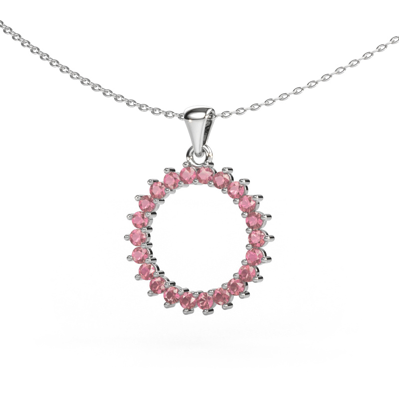 Image of Pendant Round 3 585 white gold Tourmaline pink 2 mm