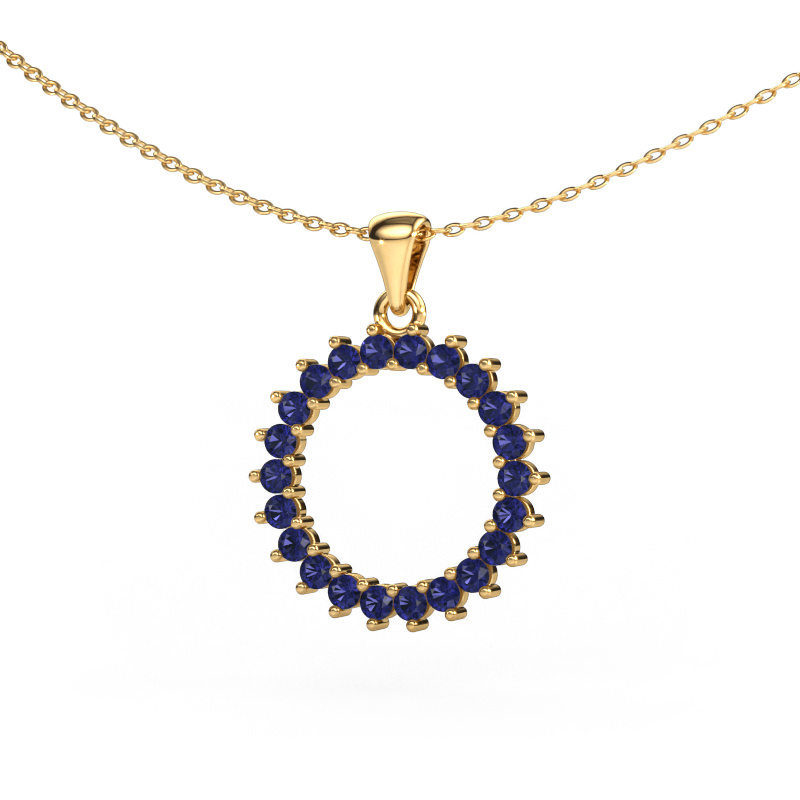 Image of Pendant Round 3 585 gold Sapphire 2 mm