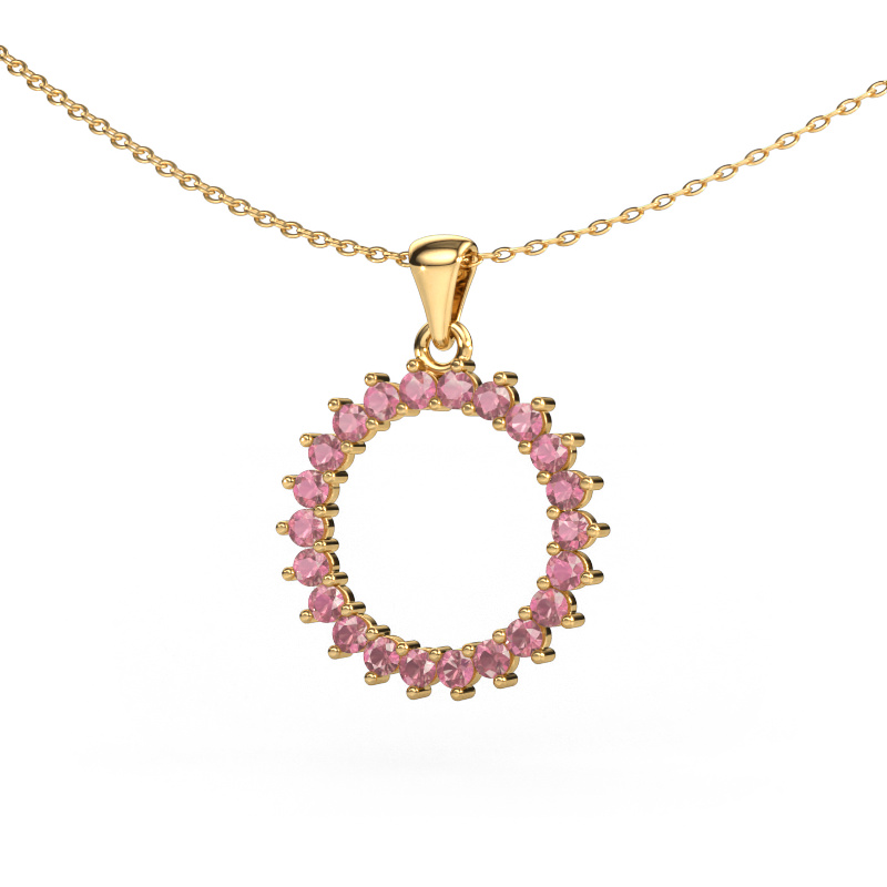 Image of Pendant Round 3 585 gold Tourmaline pink 2 mm