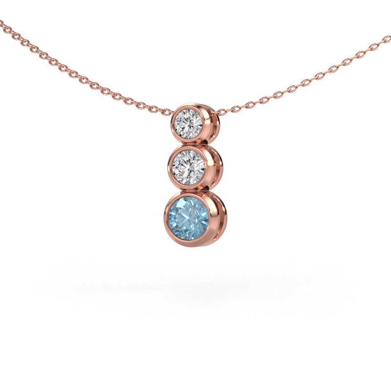 Image de Pendentif Linda 585 or rose Diamant synthétique bleu 5 mm