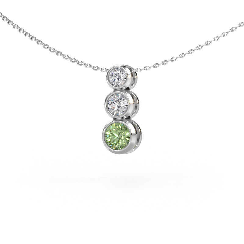 Image de Pendentif Linda 585 or blanc Diamants synthétiques vert 5 mm