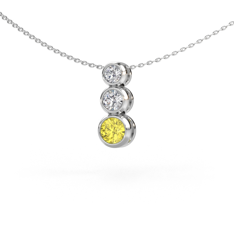 Image de Pendentif Linda 585 or blanc Diamants synthétiques jaune 5 mm