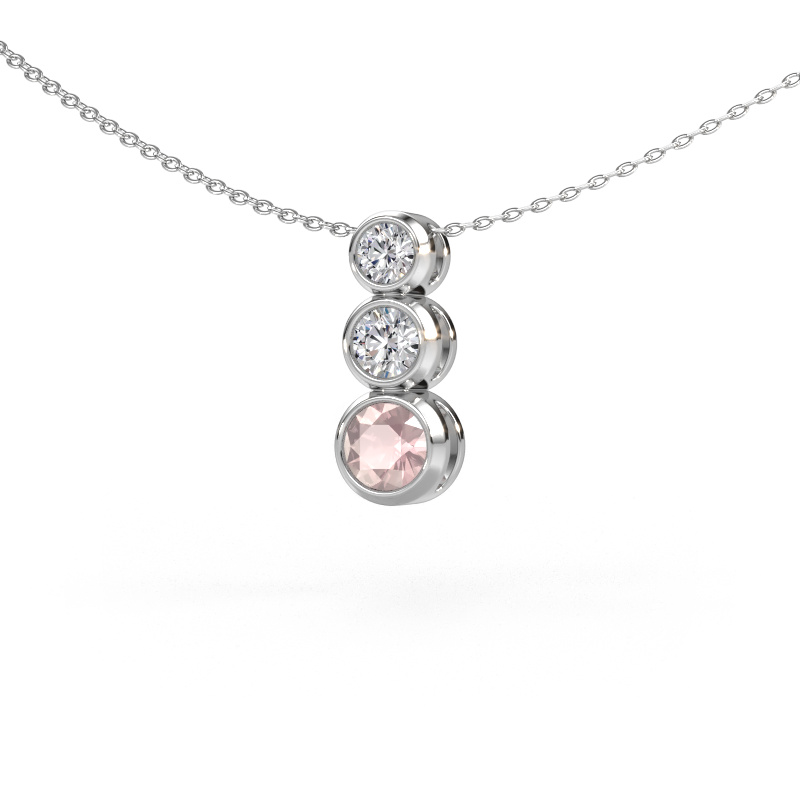 Image de Pendentif Linda 585 or blanc Champagne morganite 5 mm