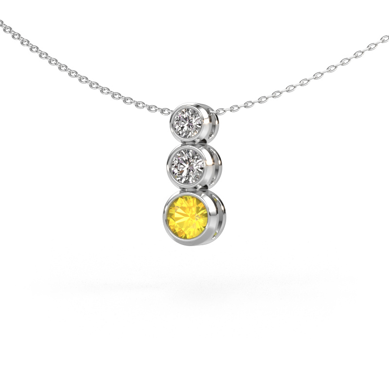 Afbeelding van Hanger Linda 950 platina Gele saffier 5 mm