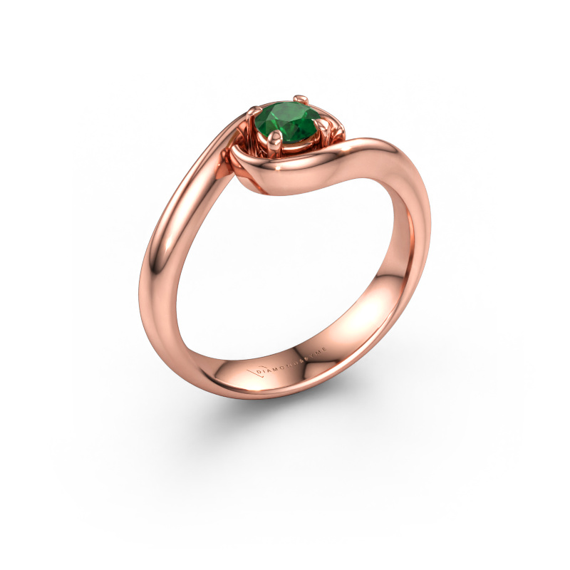 Bild av Förlovningsring Linn 585 roséguld Smaragd 4.2 mm