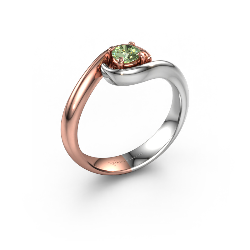 Image of Engagement ring Linn 585 rose gold Green lab grown diamond 4.2 mm