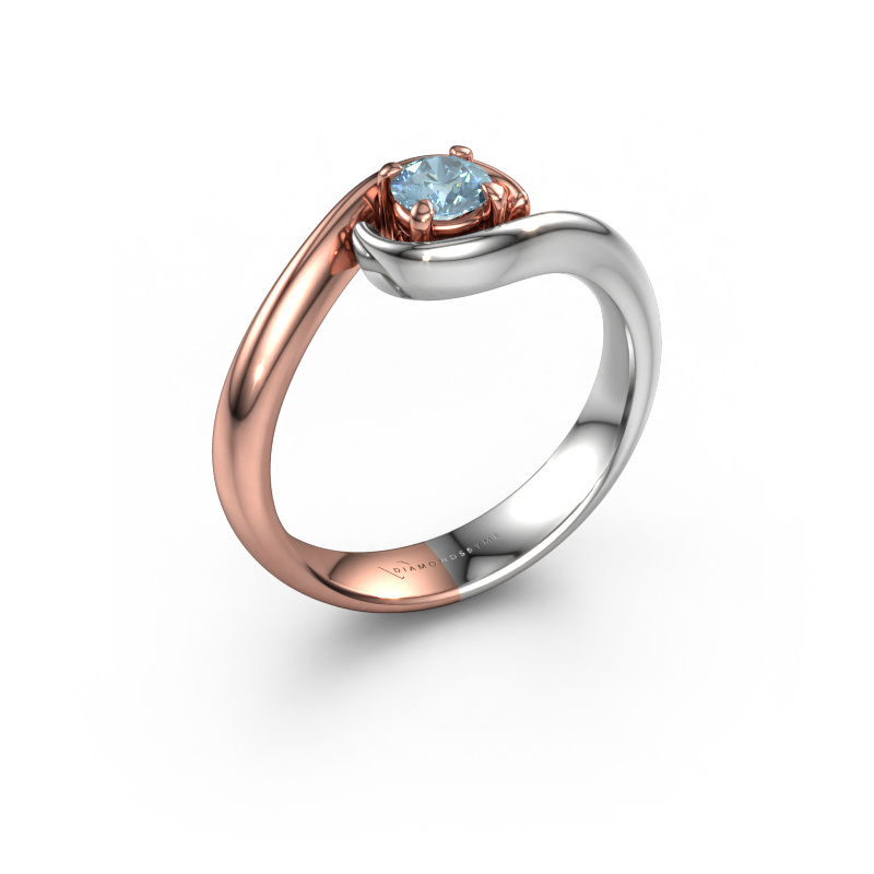 Image of Engagement ring Linn 585 rose gold Blue lab grown diamond 4.2 mm