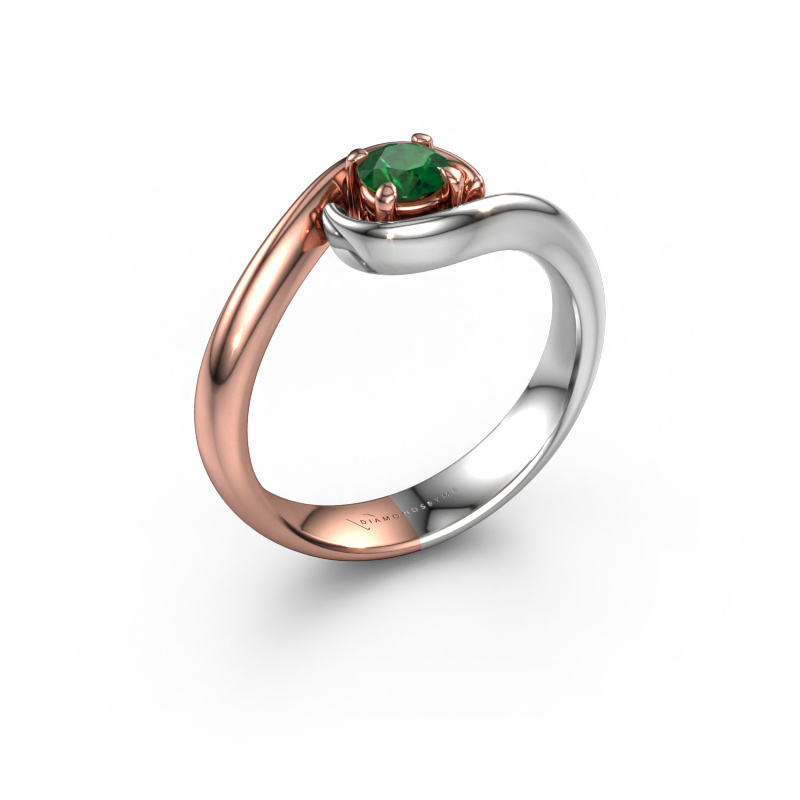 Image de Bague de fiançailles Linn 585 or rose Emeraude 4.2 mm
