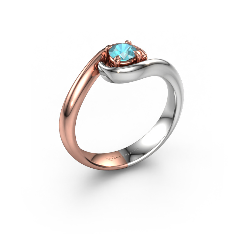 Image of Engagement ring Linn 585 rose gold Blue topaz 4.2 mm
