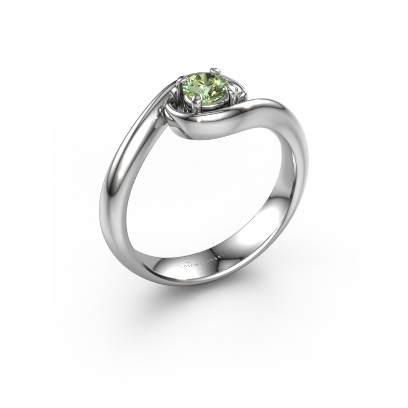 Image of Engagement ring Linn 950 platinum Green lab grown diamond 4.2 mm
