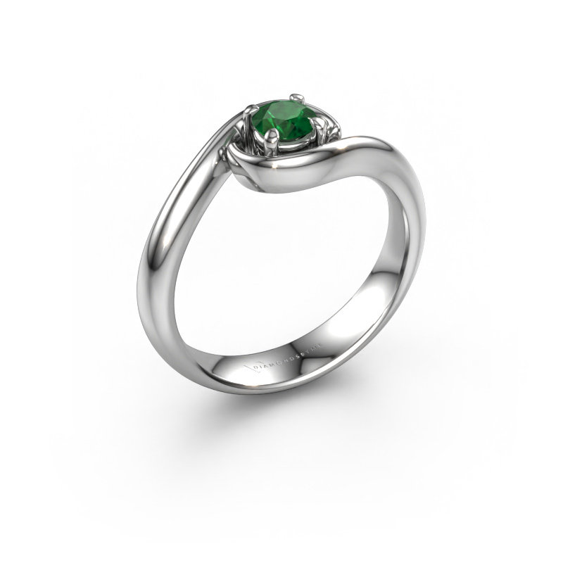 Image of Engagement ring Linn 585 white gold Emerald 4.2 mm