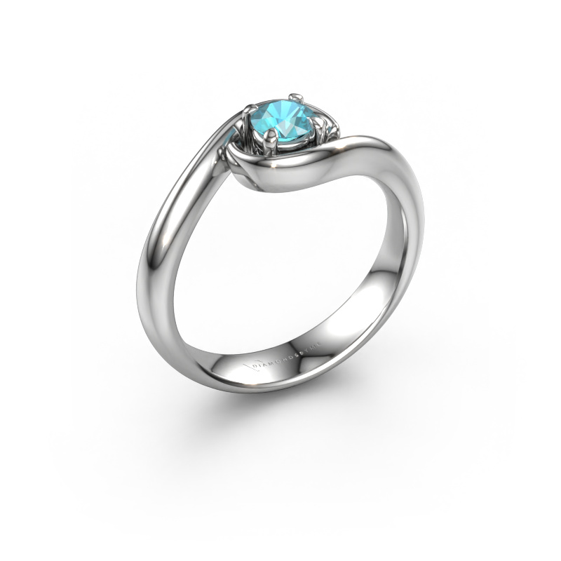 Image of Engagement ring Linn 585 white gold Blue topaz 4.2 mm