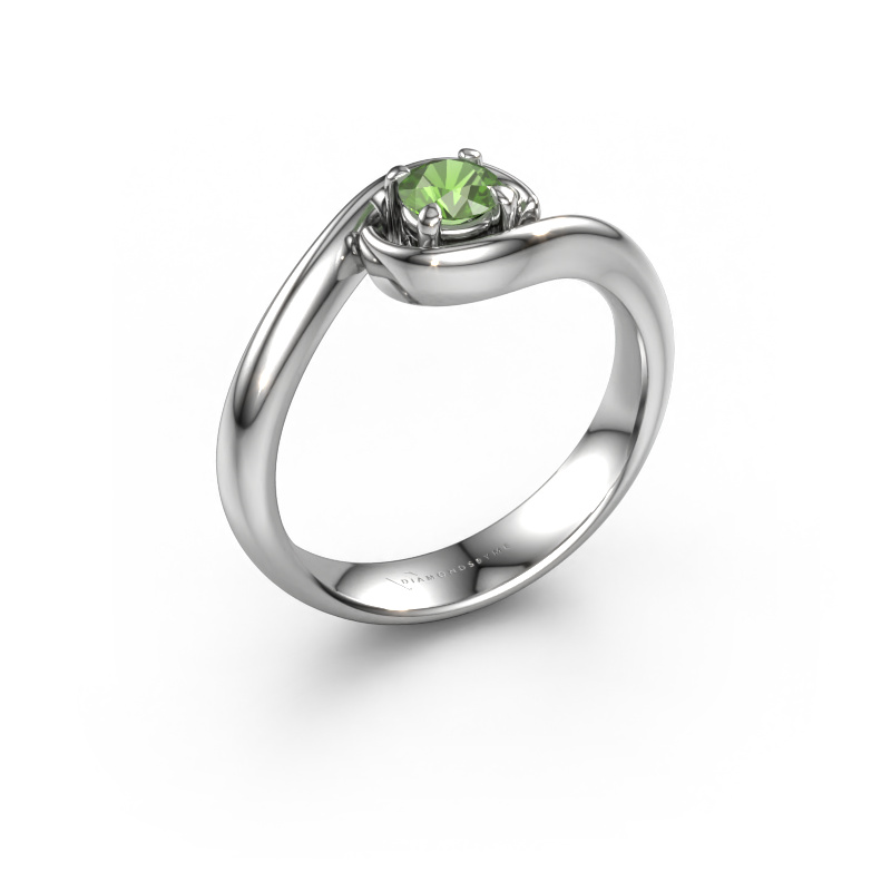 Image of Engagement ring Linn 585 white gold Tourmaline green 4.2 mm