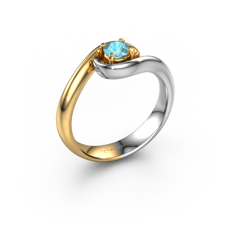 Image de Bague de fiançailles Linn 585 or jaune Topaze bleue 4.2 mm