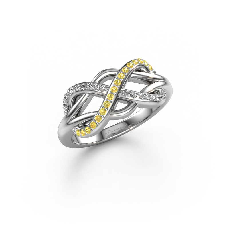 Image de Bague Lizan 585 or blanc Saphir jaune 1.1 mm