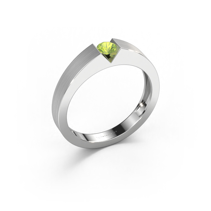 Image of Engagement ring Lizzy 1 950 platinum Peridot 3.7 mm