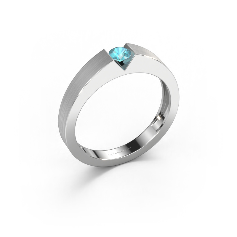 Image of Engagement ring Lizzy 1 950 platinum Blue topaz 3.7 mm