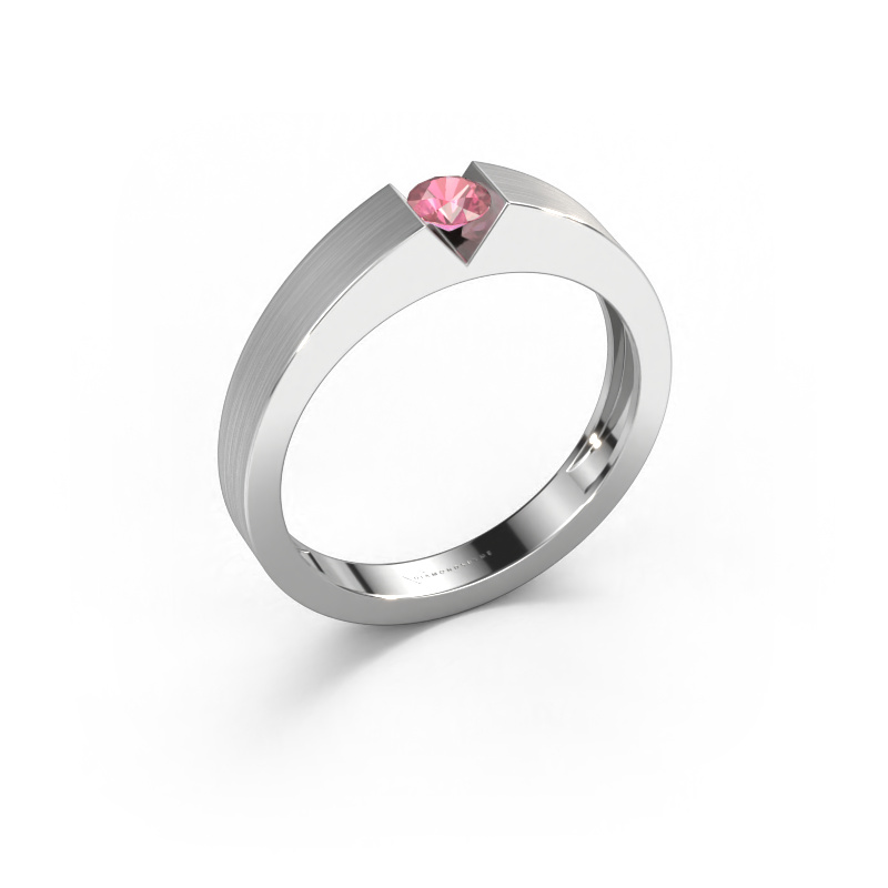 Image of Engagement ring Lizzy 1 585 white gold Tourmaline pink 3.7 mm