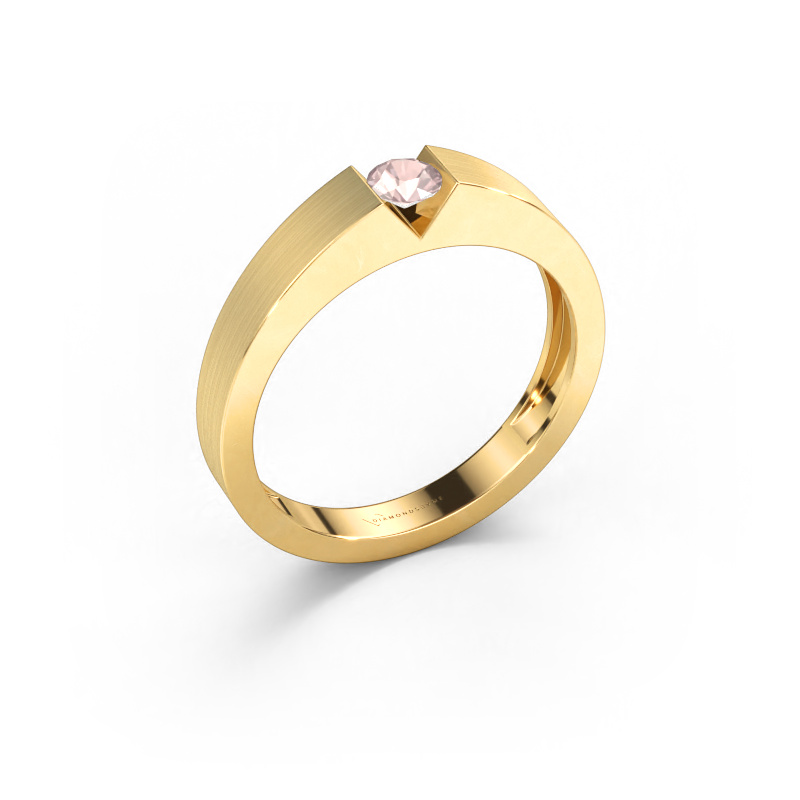 Bild av Förlovningsring Lizzy 1 585 gult guld Champagnefärgad morganit 3.7 mm