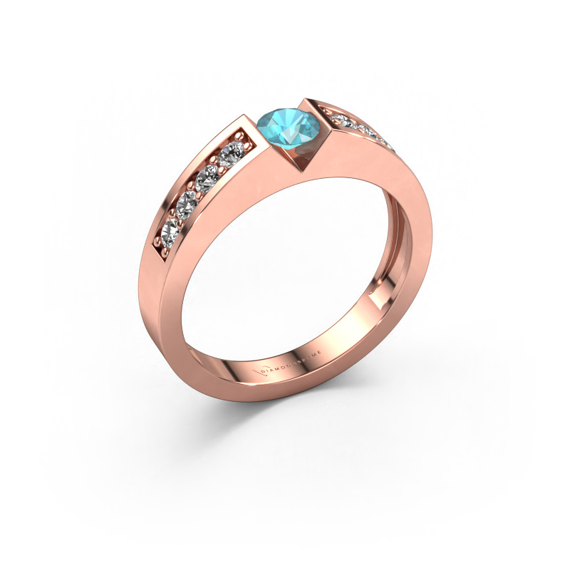 Image of Engagement ring Lizzy 2 585 rose gold Blue topaz 4.2 mm