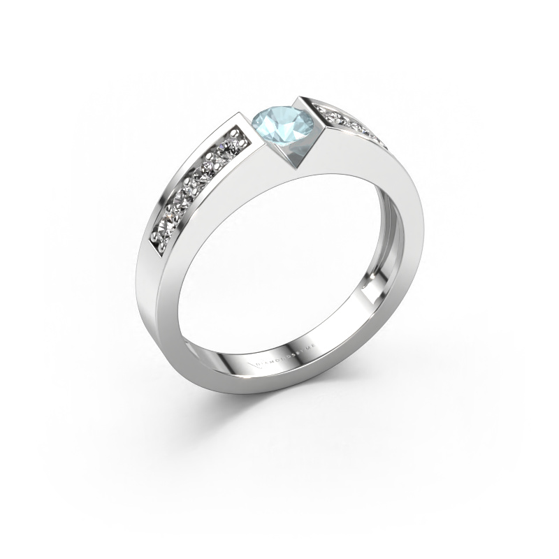 Bild von Verlobungsring Lizzy 2 950 Platin Aquamarin 4.2 mm