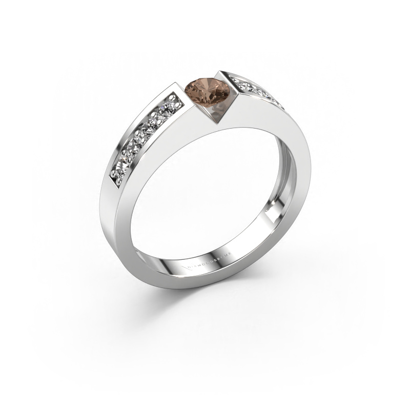 Image de Bague de fiançailles Lizzy 2 585 or blanc Diamant brun 0.54 crt