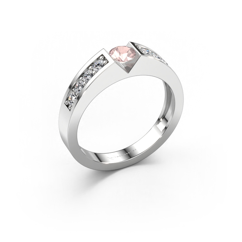 Image of Engagement ring Lizzy 2 585 white gold Morganite champagne 4.2 mm