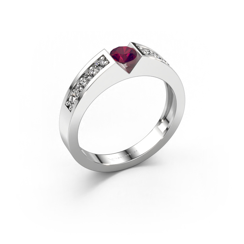 Image of Engagement ring Lizzy 2 950 platinum Rhodolite 4.2 mm