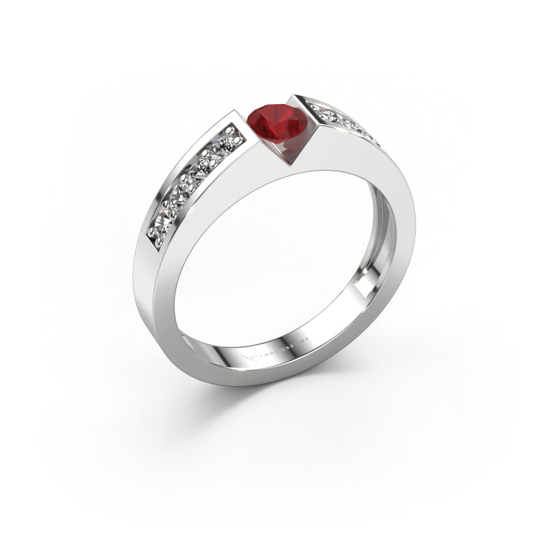 Image de Bague de fiançailles Lizzy 2 950 platine Rubis 4.2 mm