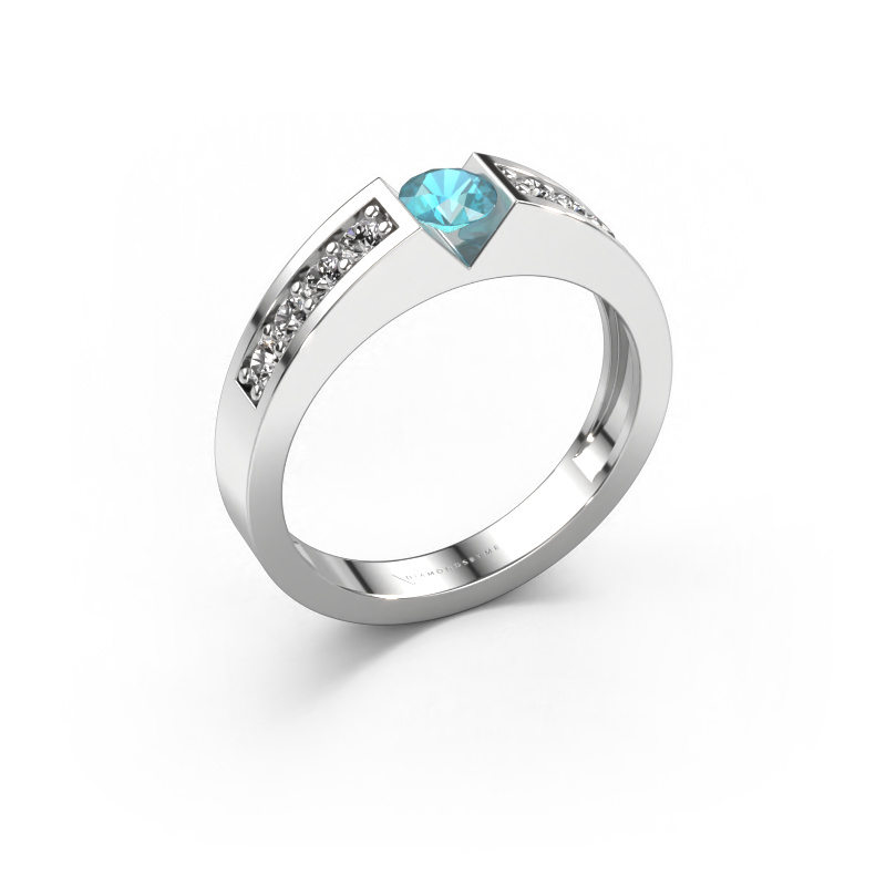 Bild von Verlobungsring Lizzy 2 950 Platin Blau Topas 4.2 mm