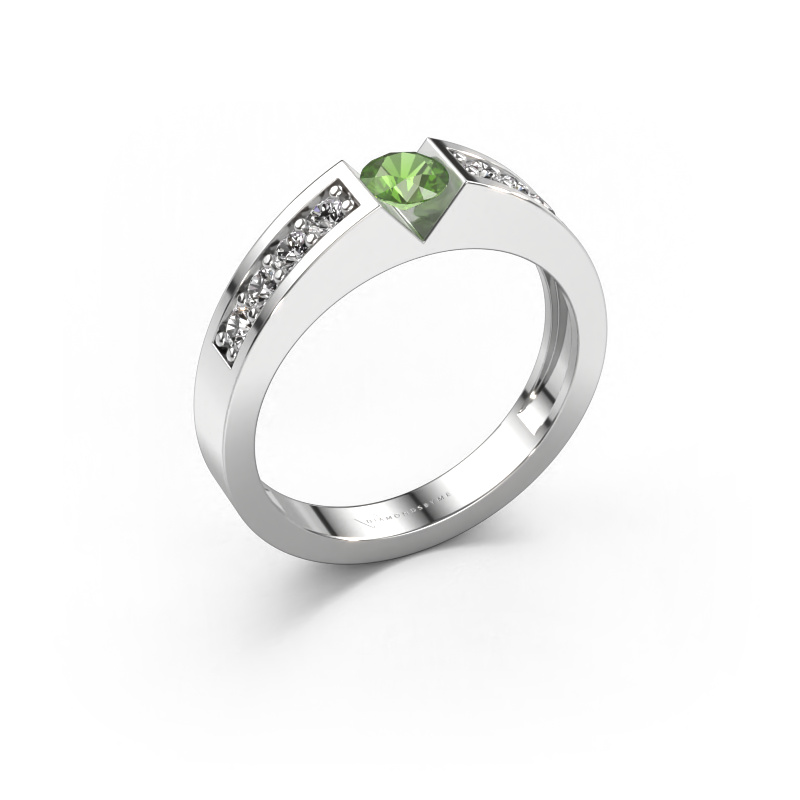Image of Engagement ring Lizzy 2 950 platinum Tourmaline green 4.2 mm