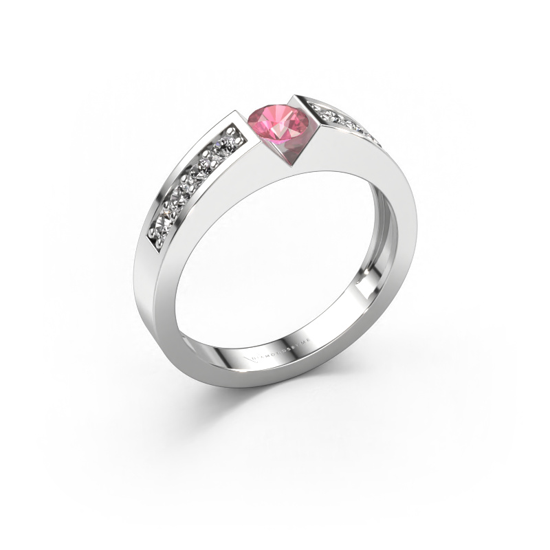 Image of Engagement ring Lizzy 2 585 white gold Tourmaline pink 4.2 mm