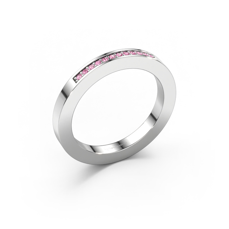 Image of Stackable ring Loes 1 950 platinum Pink sapphire 1.1 mm