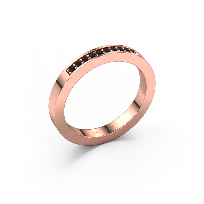 Image of Stackable ring Loes 3 585 rose gold Black diamond 0.12 crt