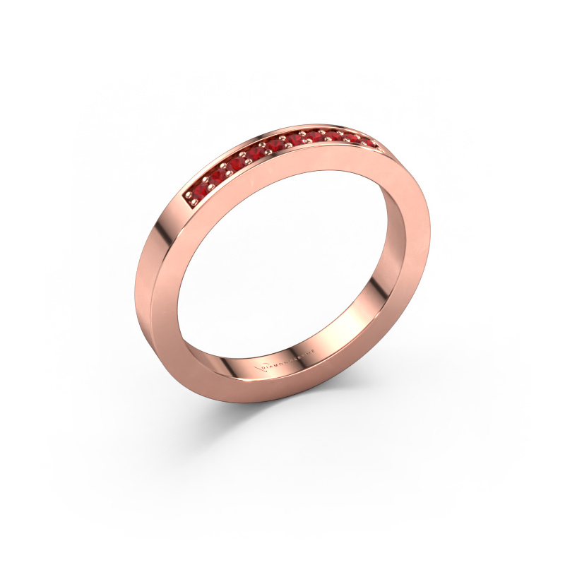 Image of Stackable ring Loes 3 585 rose gold Ruby 1.3 mm