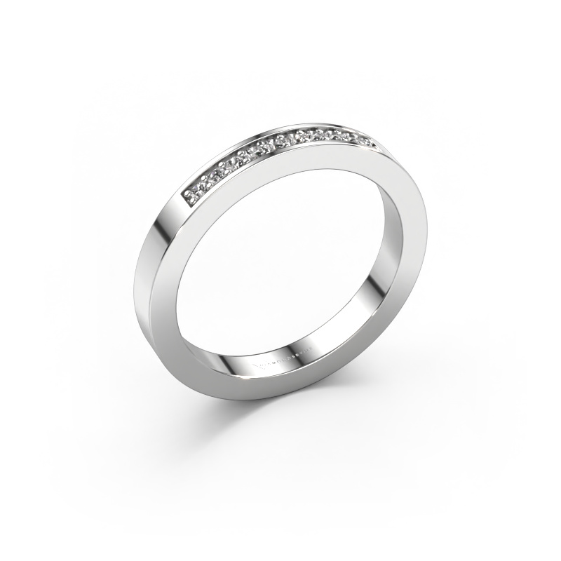 Image of Stackable ring Loes 3 585 white gold Zirconia 1.3 mm
