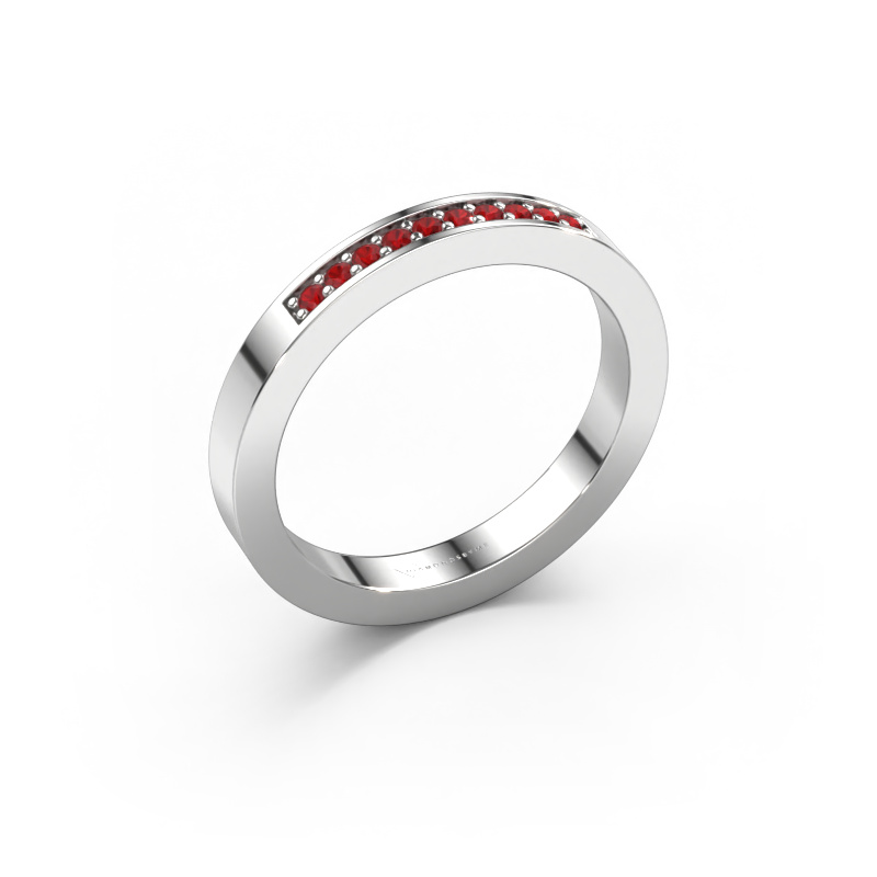 Image of Stackable ring Loes 3 950 platinum Ruby 1.3 mm