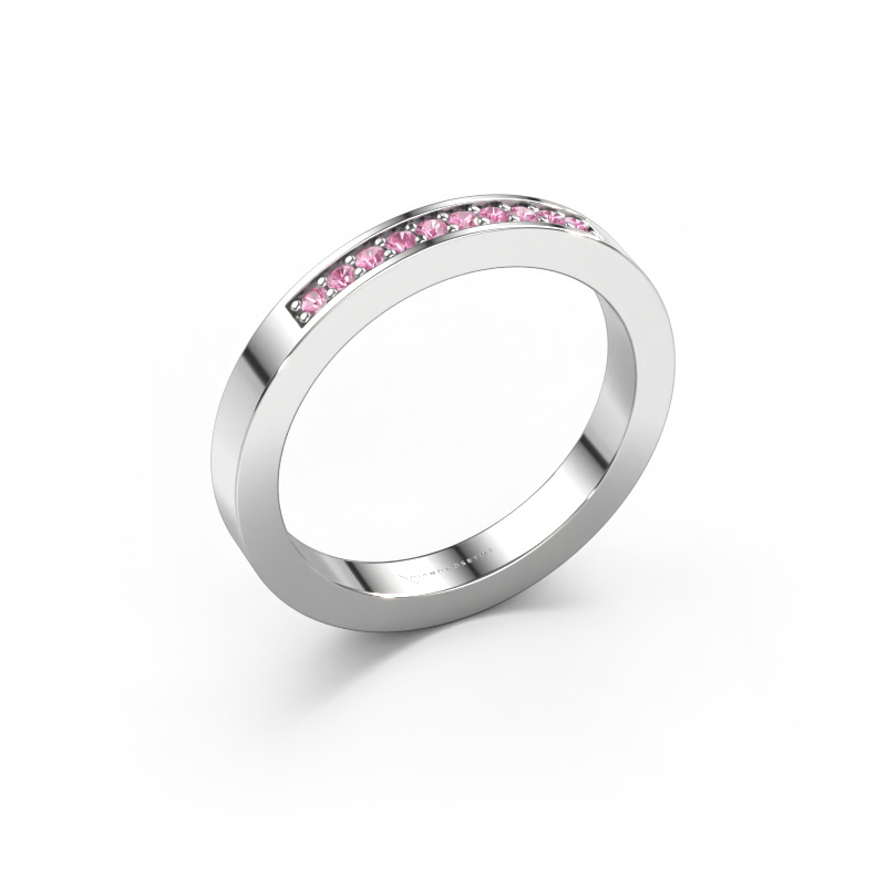 Image de Bague superposable Loes 3 585 or blanc Saphir rose 1.3 mm