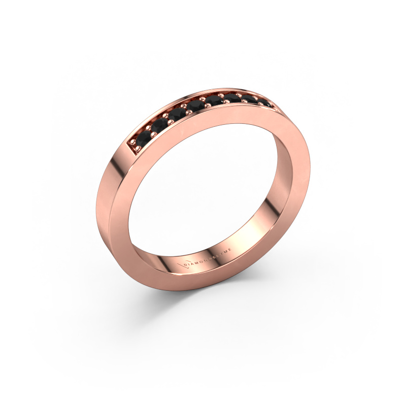 Image of Stackable ring Loes 5 585 rose gold Black diamond 0.192 crt