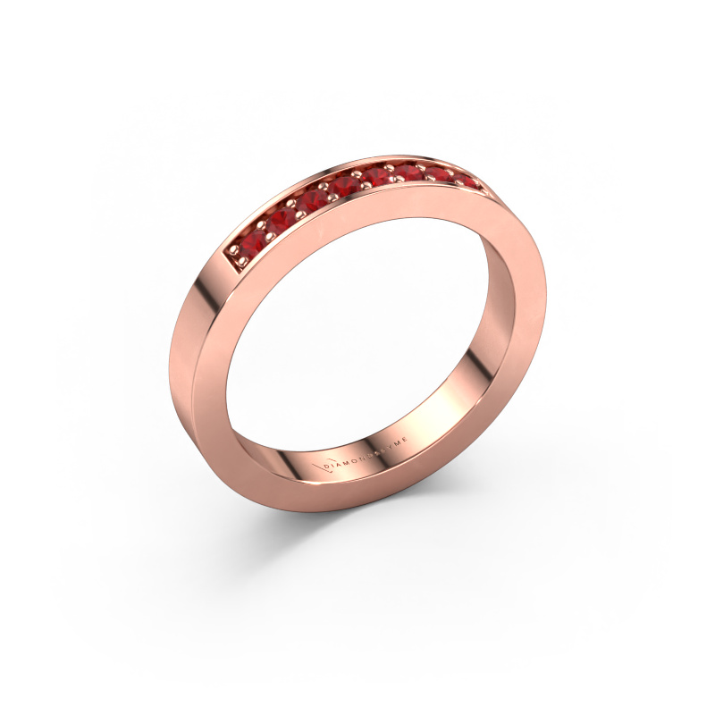 Image of Stackable ring Loes 5 585 rose gold Ruby 1.7 mm