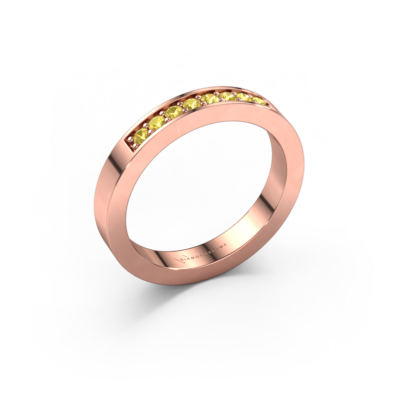 Image of Stackable ring Loes 5 585 rose gold Yellow sapphire 1.7 mm